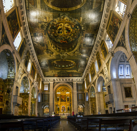Interior view of the Church of Sao Roque, located in Lisbon, Portugal.のeditorial素材
