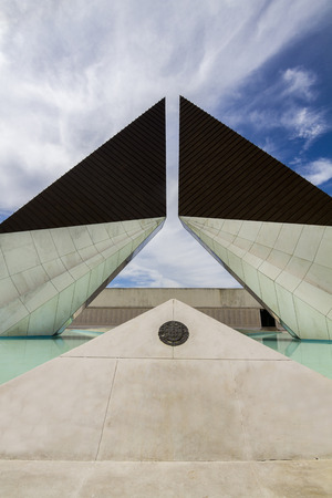 View of the memorial monument of the Ultramar war, located in Lisbon, Portugal.のeditorial素材