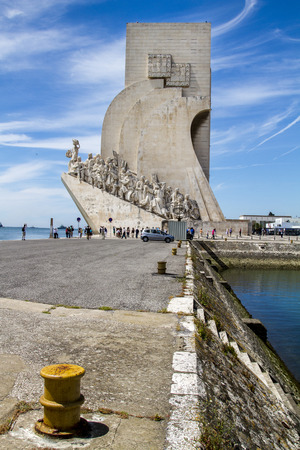 View of the historical Monument to the Discoveries, located in Lisbon, Portugal.のeditorial素材