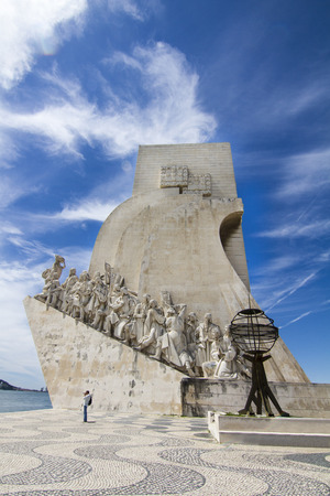 View of the historical Monument to the Discoveries, located in Lisbon, Portugal.のeditorial素材