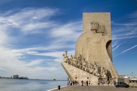 View of the historical Monument to the Discoveries, located in Lisbon, Portugal.のeditorial素材