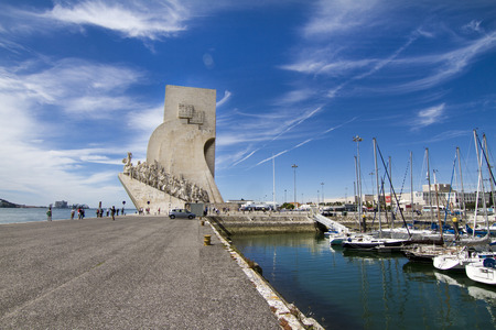View of the historical Monument to the Discoveries, located in Lisbon, Portugal.のeditorial素材