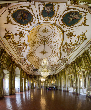 View of the amazing decorated rooms of the National Palace of Queluz, located in Sintra, Portugal.のeditorial素材