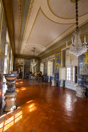 View of the amazing decorated rooms of the National Palace of Queluz, located in Sintra, Portugal.のeditorial素材
