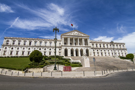 View of the monumental Portuguese Parliament (Sao Bento Palace), located in Lisbon, Portugal.のeditorial素材
