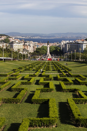 View of the park Eduardo vii located in Lisbon, Portugal.のeditorial素材