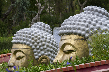 Close up view of a beautiful Buddha statue on a park.の写真素材