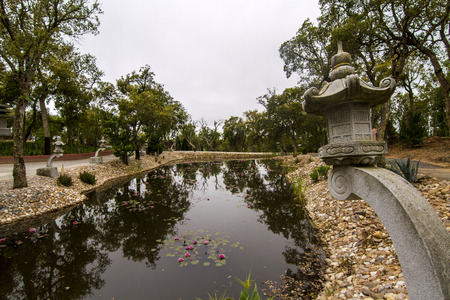 Close up view of a beautiful Buddha Eden park, located in Bombarral, Portugal.の写真素材