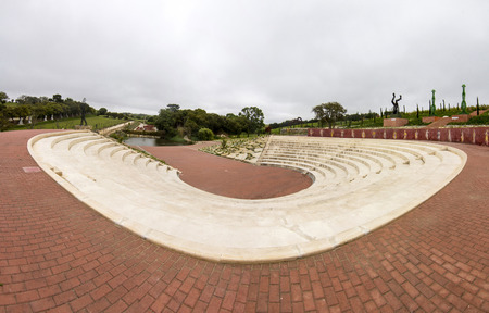 Close up view of a beautiful Buddha Eden park, located in Bombarral, Portugal.の写真素材