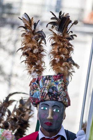Lisbon, Portugal - May 10, 2014: Parade of costumes and traditional masks of Iberia at the VIII International Festival of Iberian Masks.のeditorial素材