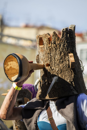 Lisbon, Portugal - May 10, 2014: Parade of costumes and traditional masks of Iberia at the VIII International Festival of Iberian Masks.のeditorial素材