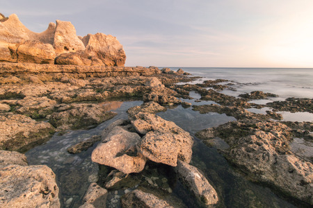Beautiful view of the Sao Lourenco coastline near Albufeira, Portugal.の写真素材