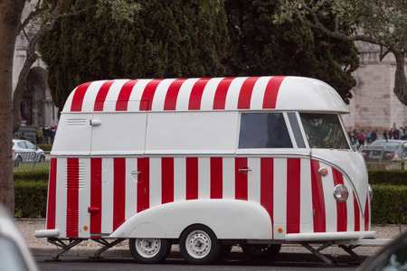 Close up view of an colorful ice cream van on Lisbon, Portugal.の写真素材