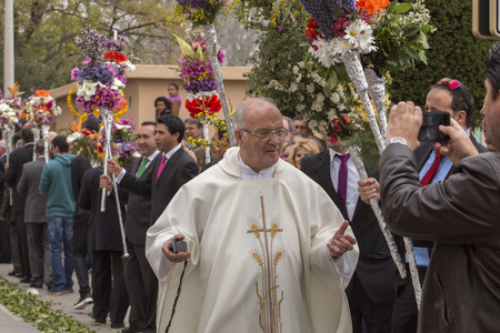 SAO BRAS DE ALPORTEL, PORTUGAL - April, 2015: Traditional religious procession of the flower torches...
