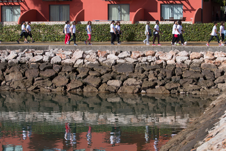 PORTIMAO - OCTOBER 11: Mamamaratona running event, against awareness of breast cancer on 11th october of 2015 in Portimao, Algarve, Portugal.のeditorial素材