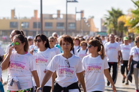 PORTIMAO - OCTOBER 11: Mamamaratona running event, against awareness of breast cancer on 11th october of 2015 in Portimao, Algarve, Portugal.のeditorial素材