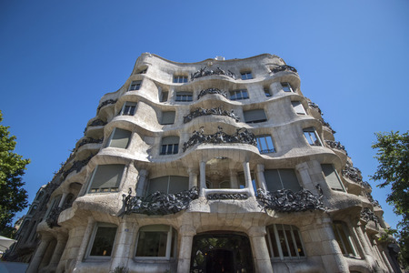 BARCELONA, SPAIN, 22st may, 2015: View of the famous landmark building called Casa Mila also known...