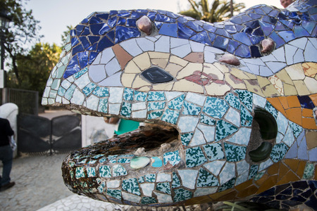 BARCELONA, SPAIN - 22nd MAY, 2015: Details from the famous Park Guell located in Barcelona, Spain.のeditorial素材