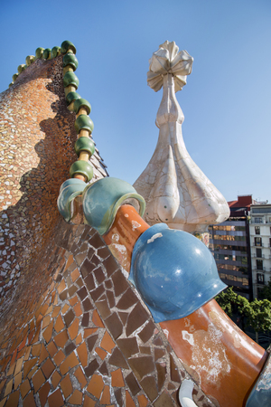 BARCELONA, SPAIN - 23rd MAY, 2015: Interior details of the famous Casa Battlo, modernism architect Antoni Gaudi located in Barcelona, Spain.のeditorial素材