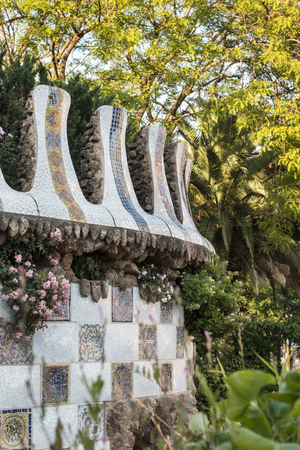 BARCELONA, SPAIN - 22nd MAY, 2015: Details from the famous Park Guell located in Barcelona, Spain.のeditorial素材