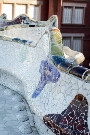 BARCELONA, SPAIN - 22nd MAY, 2015: Details from the famous Park Guell located in Barcelona, Spain.のeditorial素材