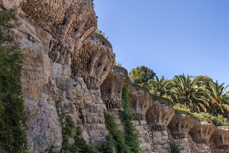 BARCELONA, SPAIN - 22nd MAY, 2015: Details from the famous Park Guell located in Barcelona, Spain.のeditorial素材