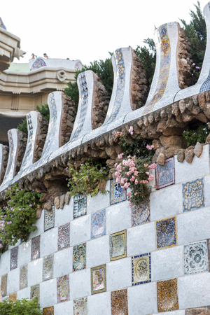 BARCELONA, SPAIN - 22nd MAY, 2015: Details from the famous Park Guell located in Barcelona, Spain.のeditorial素材
