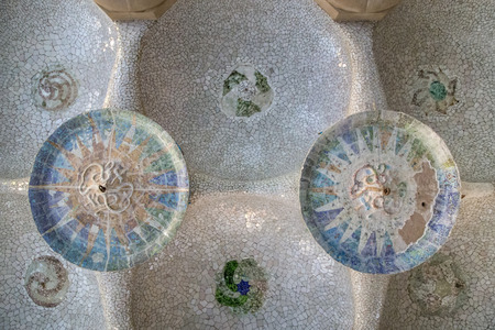 BARCELONA, SPAIN - 22nd MAY, 2015: Details from the famous Park Guell located in Barcelona, Spain.のeditorial素材