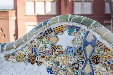 BARCELONA, SPAIN - 22nd MAY, 2015: Details from the famous Park Guell located in Barcelona, Spain.のeditorial素材