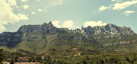 View of the beautiful mountains of Montserrat where a famous benedictine abbey is located near Barcelona city, Spain.の写真素材