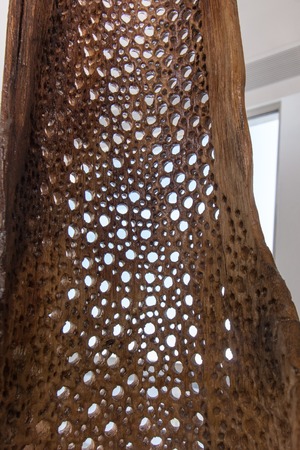 OLHAO, PORTUGAL - December 18th, 2015: Exhibition of sculpture Nuno Mestre that creates house lamps from the Giant Cabuya plant.のeditorial素材