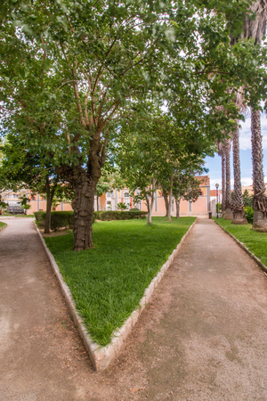 View of the beautiful garden of Alameda located in Faro, Portugal.の写真素材