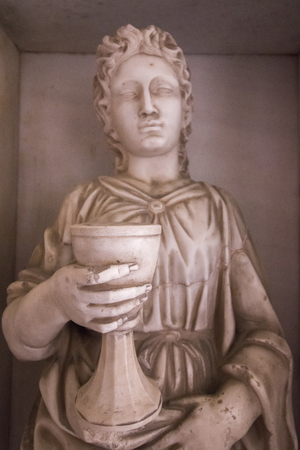 Statues located in the benedictine abbey landmark site located in the Montserrat mountains, Spain.のeditorial素材