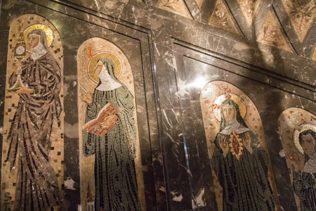 Details from the interior of the famous benedictine abbey in the Montserrat mountains, located near Barcelona city, Spain.のeditorial素材