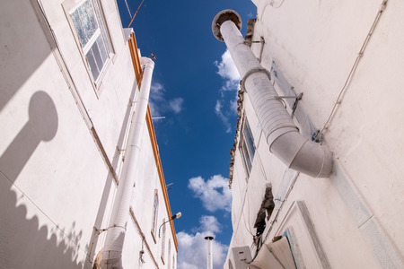 Outdoor view of the typical architecture of the cubist city of Olhao, Portugal.
