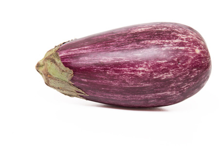 Close up view of an eggplant isolated on a white background.の写真素材