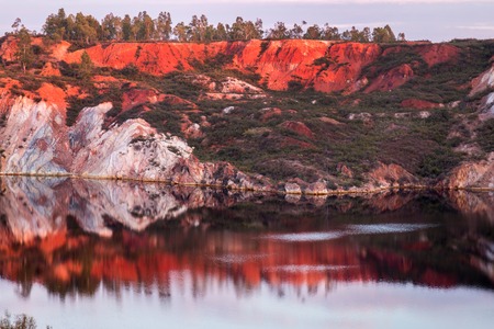 Abandoned old copper extraction mine located near Mertola, Portugal.の写真素材
