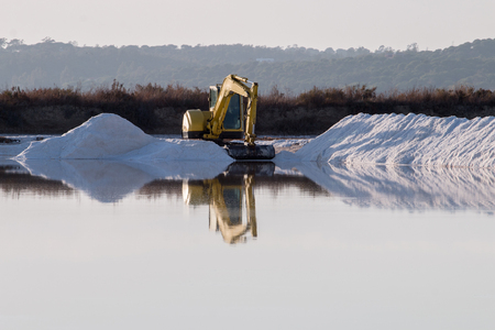 Saline evaporation ponds near Isla Cristina, Spain.の写真素材