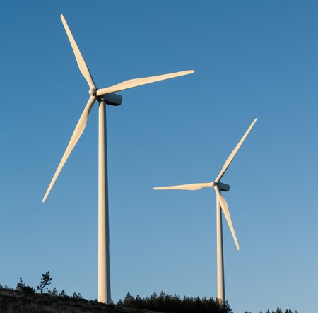 Eolic wind generators on top of hills in Portugal.