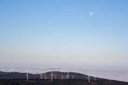Eolic wind generators on top of hills in Portugal.の写真素材