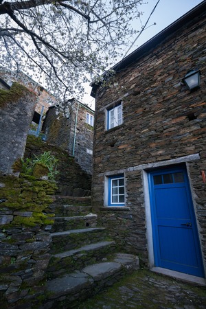 schist town street  located in the central region of Portugal.の写真素材