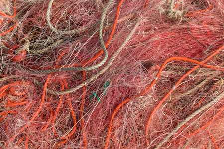 Close up view of traditional fishing net.の写真素材