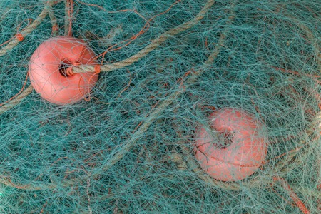 Close up view of traditional fishing net.の写真素材