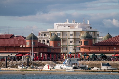 View of a beautiful view from the sea of Olhao city, located on Portugal.のeditorial素材