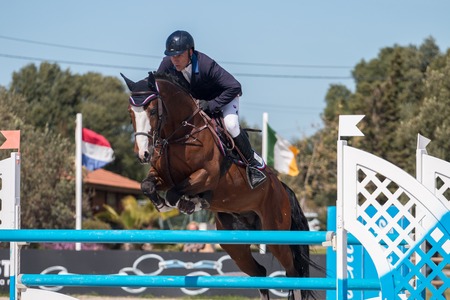 VILAMOURA, PORTUGAL - APRIL 2, 2016: Horse obstacle jumping competiion, called Vilamoura Atlantic...