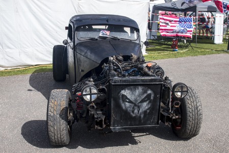 FARO, PORTUGAL - AUGUST 27, 2016: A classic vehicles exhibition outdoor event called American Cars Algarve held on Faro city on 27th august 2016.のeditorial素材