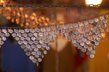 Close up view of a hip belt for a female belly dancer.の写真素材
