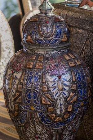 Close up view of an highly Islamic decorative vase.の写真素材