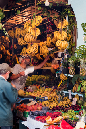 JUNE 9 ,2016 TANGIER -MOROCCO: People buy groceries in the street markets, in the old medina of Tangier, Morocco.のeditorial素材