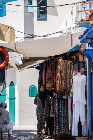ASILAH, MOROCCO - JUNE 10, 2016: Typical street of the old Medina in Asilah town, Morocco.のeditorial素材